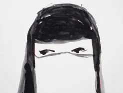 Pamono Jacques Soisson, Veiled Woman, Acrylic on Paper><noscript><img width=