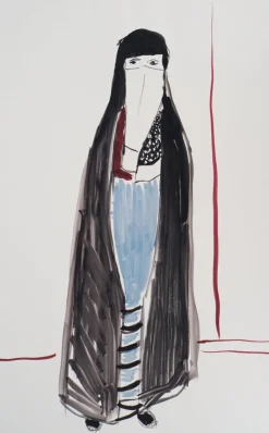 Best Pamono Jacques Soisson, Woman with a Black Veil, Acrylic on Paper