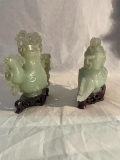 Hot Pamono Jade Potiche Dragon and Rooster Vases, 19th Century, Set of 2