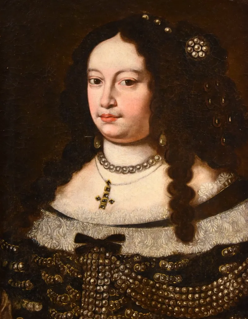 Online Pamono Jan Van Gelder, Portrait of Duchess Vittoria Farnese d'Este, 1670, Oil on Canvas, Framed