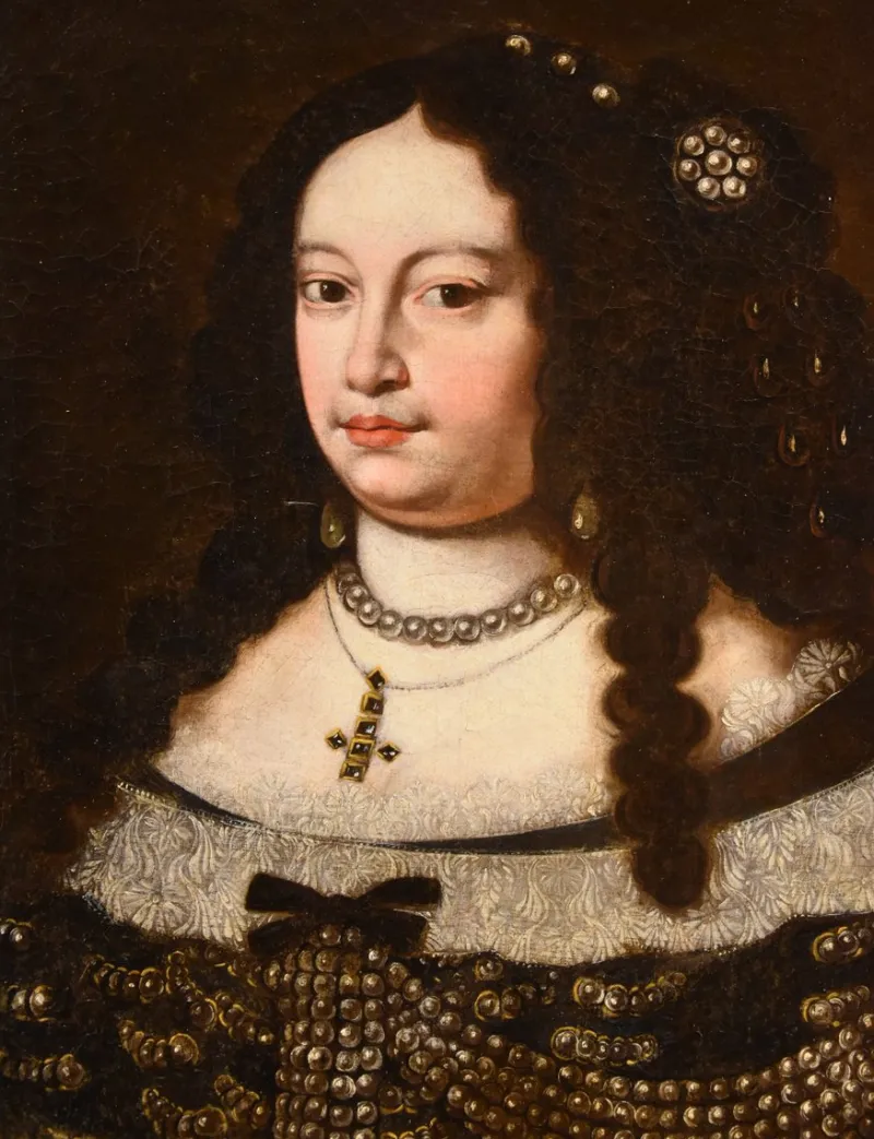 Online Pamono Jan Van Gelder, Portrait of Duchess Vittoria Farnese d'Este, 1670, Oil on Canvas, Framed