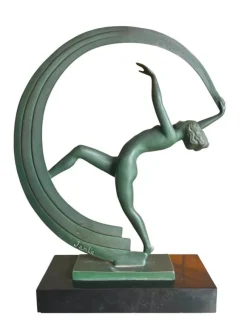 Outlet Pamono Janle, Art Deco Sculpture of Scarf Dancer, Spelter