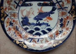 Pamono Japanese Arita Porcelain Dish with Imari Carp Decor, Japan
