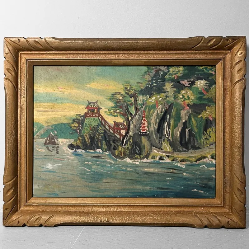 Pamono Japanese Artist, Shōwa Period Landscape, Oil Painting, 1950s> Mid-Century