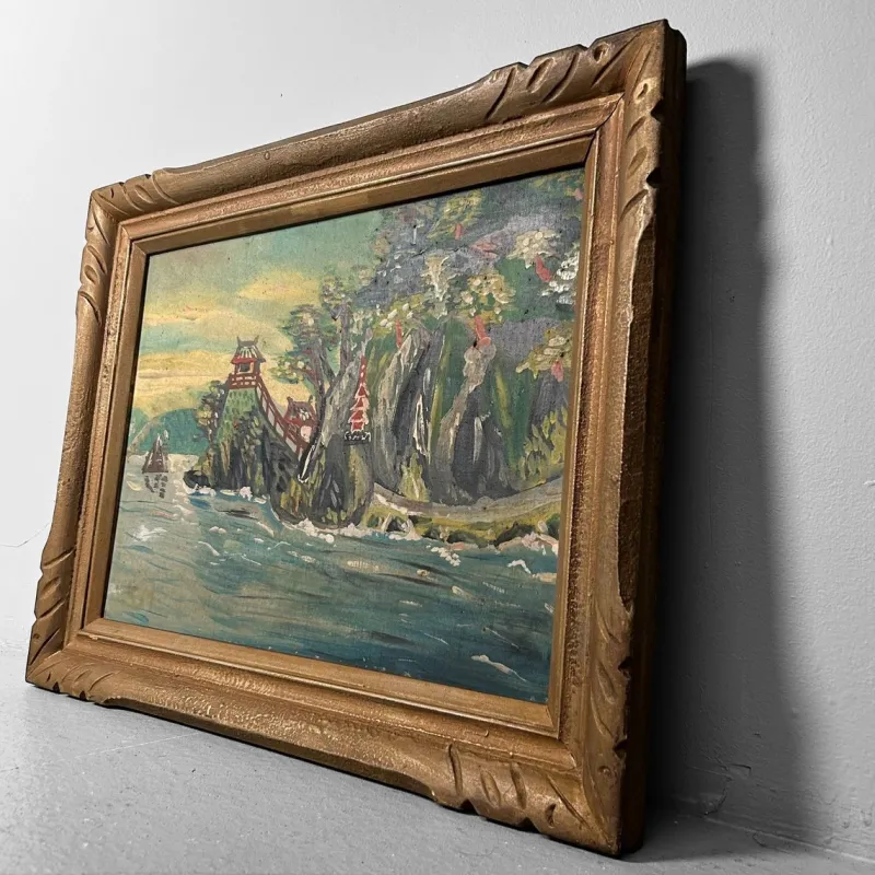 Pamono Japanese Artist, Shōwa Period Landscape, Oil Painting, 1950s> Mid-Century