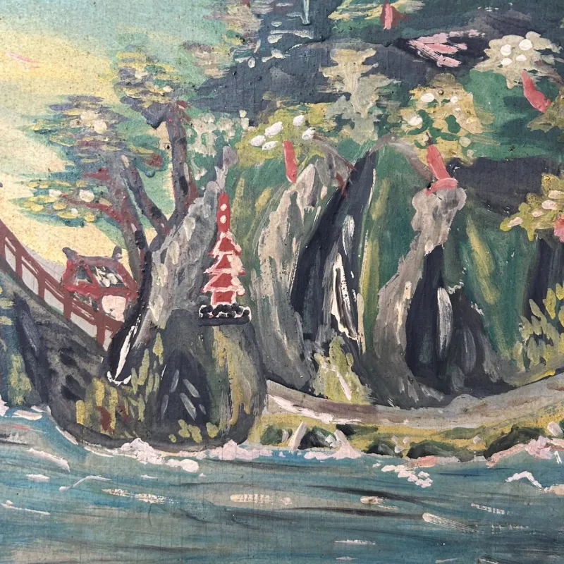Pamono Japanese Artist, Shōwa Period Landscape, Oil Painting, 1950s> Mid-Century