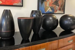 Outlet Pamono Japanese Black Metal Vase, 1960s