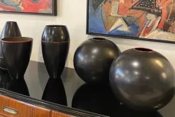 Outlet Pamono Japanese Black Metal Vase, 1960s