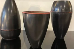 Outlet Pamono Japanese Black Metal Vase, 1960s