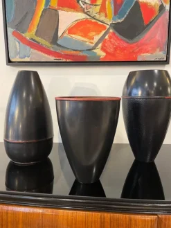 Outlet Pamono Japanese Black Metal Vase, 1960s