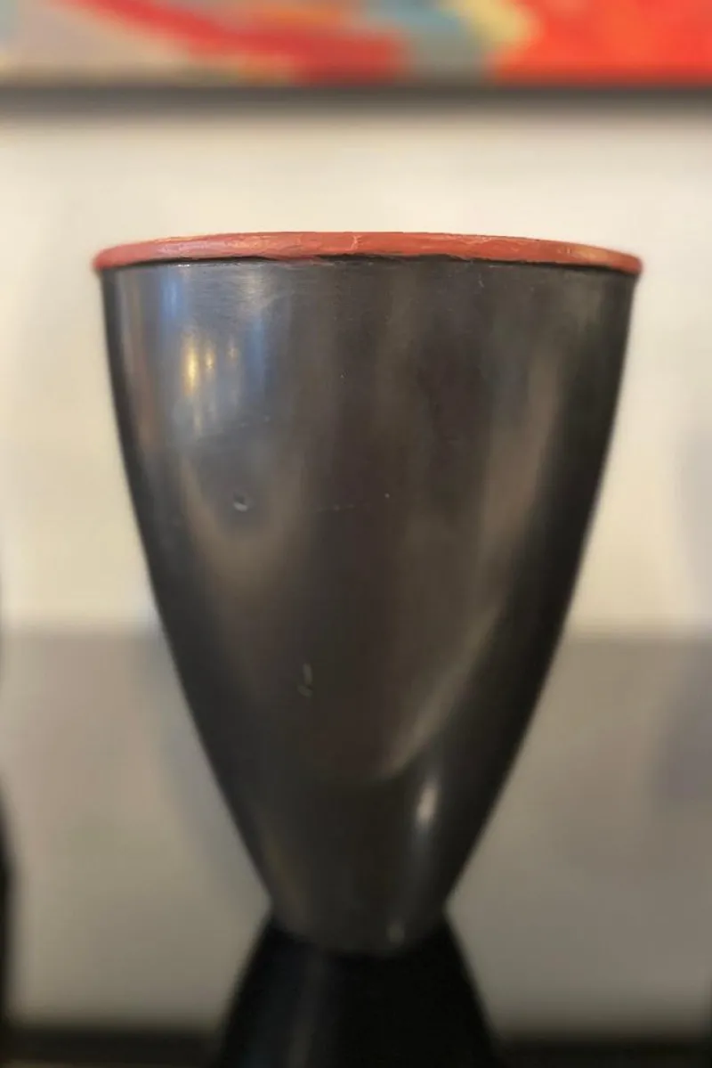 Outlet Pamono Japanese Black Metal Vase, 1960s