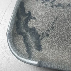 Pamono Japanese Craquelé Ceramic Dish with Sakura Decor, 1920s-1940s><noscript><img width=