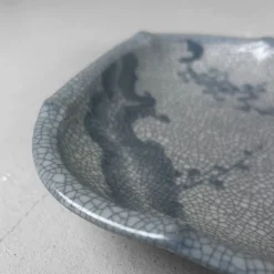 Pamono Japanese Craquelé Ceramic Dish with Sakura Decor, 1920s-1940s><noscript><img width=