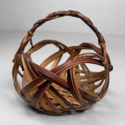 Pamono Japanese Hanakago Bamboo Ikebana Basket, 1950s