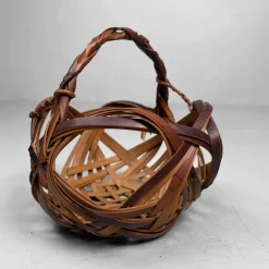Pamono Japanese Hanakago Bamboo Ikebana Basket, 1950s