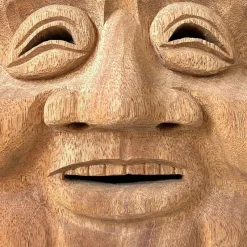 Pamono Japanese Hand-Carved Hotei God of Happiness Mask, 1980s><noscript><img width=