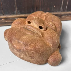 Pamono Japanese Hand-Carved Hotei God of Happiness Mask, 1980s><noscript><img width=
