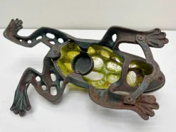 Sale Pamono Japanese Iron and Blown Glass Frog Garden Lantern, 1970s
