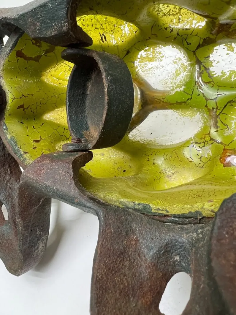 Sale Pamono Japanese Iron and Blown Glass Frog Garden Lantern, 1970s