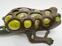 Sale Pamono Japanese Iron and Blown Glass Frog Garden Lantern, 1970s