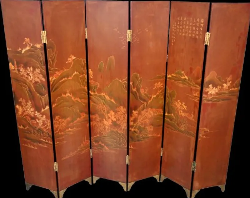 Pamono Japanese Lacquer Screen with Six Leaves> Room Dividers & Screens
