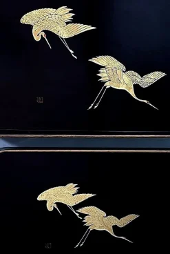 Online Pamono Japanese Maki Style Black Lacquer Trays, 1960, Set of 2
