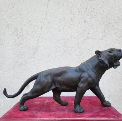 Clearance Pamono Japanese Meiji Artist, Tiger Sculpture, 19th Century, Bronze