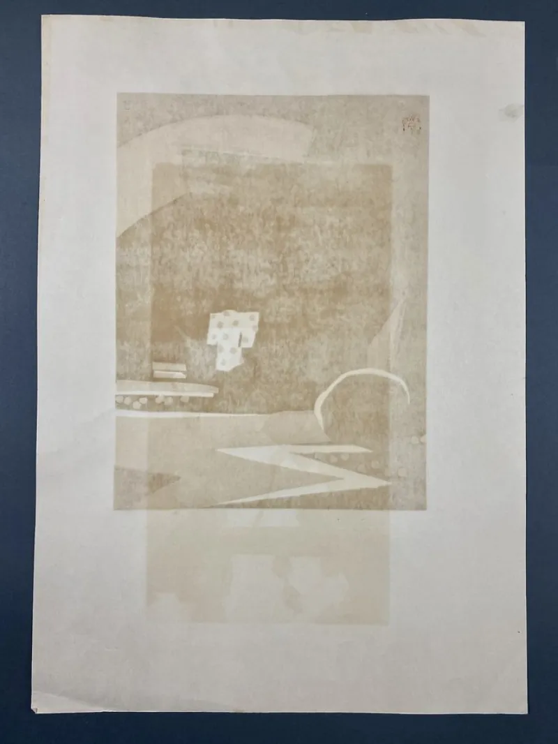 Pamono Japanese Mid-Century Modern Woodblock Print by Tomizaburo Hasegawa, 1960, Paper> Mid-Century