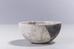 New Pamono Japanese Minimalist White Crackle Raku Ceramic Bowl from Laab Milano