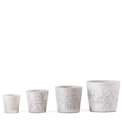 Pamono Japanese Minimalist White Crackle Raku Ceramics Bowls, Set of 4> Tabletop