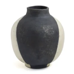 Pamono Japanese Modern Minimalist White & Black Raku Ceramic Vase><noscript><img width=