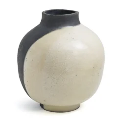 Pamono Japanese Modern Minimalist White & Black Raku Ceramic Vase><noscript><img width=
