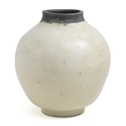 Pamono Japanese Modern Minimalist White & Black Raku Ceramic Vase><noscript><img width=