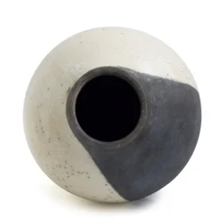 Pamono Japanese Modern Minimalist White & Black Raku Ceramic Vase><noscript><img width=