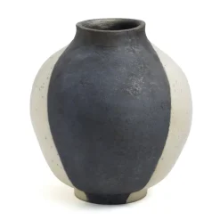 Pamono Japanese Modern Minimalist White & Black Raku Ceramic Vase><noscript><img width=