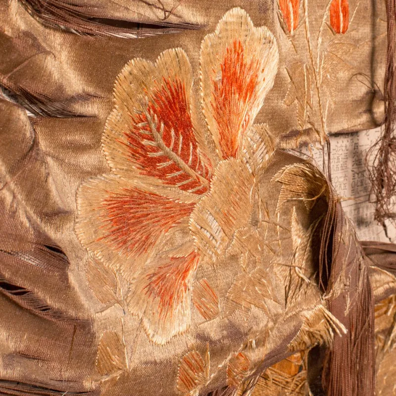 Pamono Japanese Photographic Prop Screen & Silk Cotton Room Divider, 1890s> Room Dividers & Screens