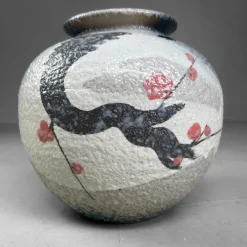 Pamono Japanese Shigaraki Flower Vase with Sakura Decor, 1970s> Vases