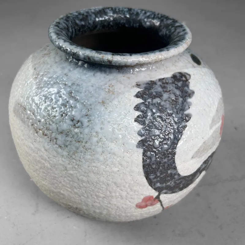 Pamono Japanese Shigaraki Flower Vase with Sakura Decor, 1970s> Vases