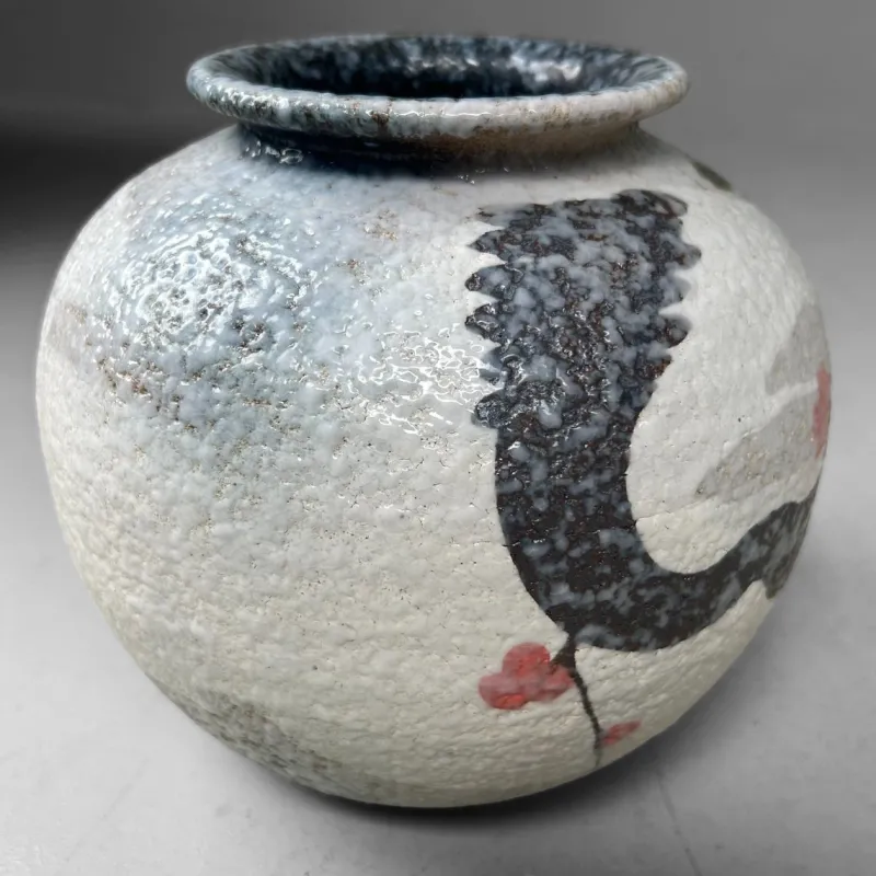 Pamono Japanese Shigaraki Flower Vase with Sakura Decor, 1970s> Vases
