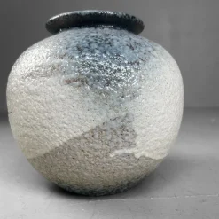 Pamono Japanese Shigaraki Flower Vase with Sakura Decor, 1970s><noscript><img width=