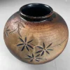 Discount Pamono Japanese Shigaraki Ikebana Vase with Carved Floral Motif, 1970s