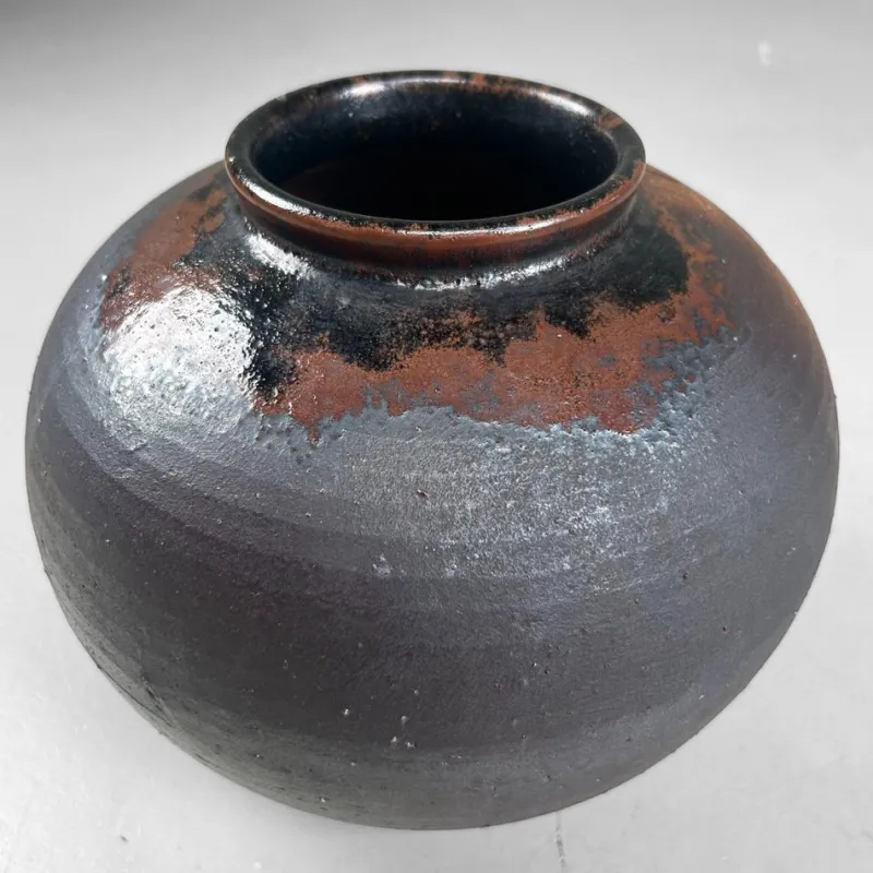 Discount Pamono Japanese Shigaraki Ikebana Vase with Carved Floral Motif, 1970s