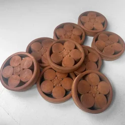 Pamono Japanese Wooden Plum Blossom Ornaments, 1920s, Set of 9><noscript><img width=