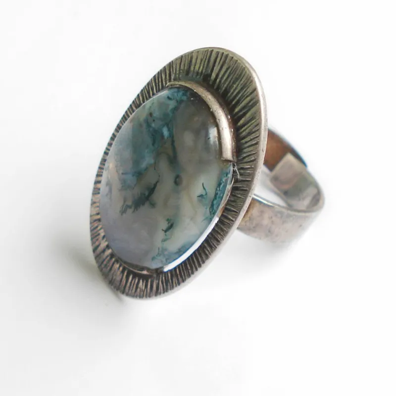 Sale Pamono Jasper and Silver Ring by Kupittaan Kulta, Finland
