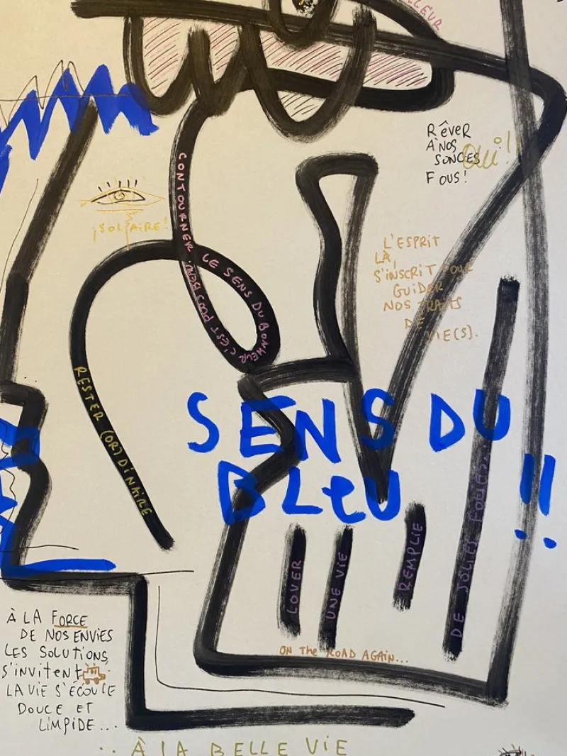 Outlet Pamono Jazzu, The Meaning of Blue, Life Is Beautiful, Acrylic on Paper, 2025