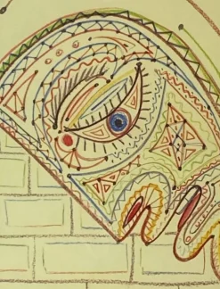 Pamono Jean Cocteau, Surrealist Portrait, 1957, Lithograph, Framed><noscript><img width=