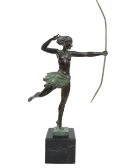 Best Pamono Jean de Marco for Max Le Verrier, Atalante, Spelter & Marble, Art Deco Style Amazone Sculpture