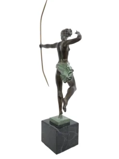 Best Pamono Jean de Marco for Max Le Verrier, Atalante, Spelter & Marble, Art Deco Style Amazone Sculpture