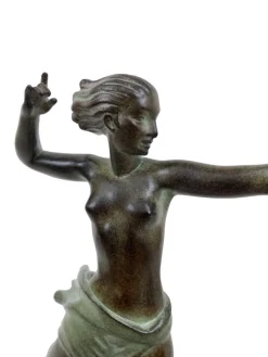 Best Pamono Jean de Marco for Max Le Verrier, Atalante, Spelter & Marble, Art Deco Style Amazone Sculpture