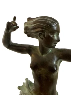 Best Pamono Jean de Marco for Max Le Verrier, Atalante, Spelter & Marble, Art Deco Style Amazone Sculpture